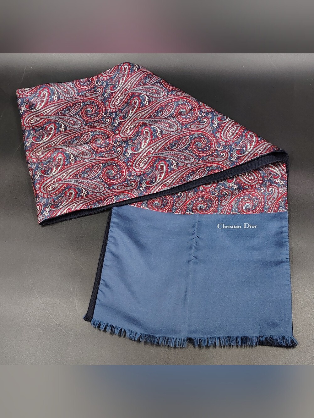 Dior Paisley Silk & Wool Long Fringe Scarf  Vintage